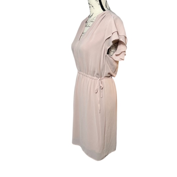 H&M Powder Pink V-Neck Short Sleeve Flounce Dress Women’s Small - Picture 3 of 6